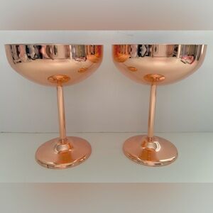 Set of Two Copper Champagne Coupes
